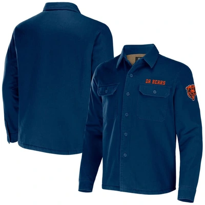 Nfl X Darius Rucker Collection By Fanatics Navy Chicago Bears Canvas Button-up Shirt Jacket