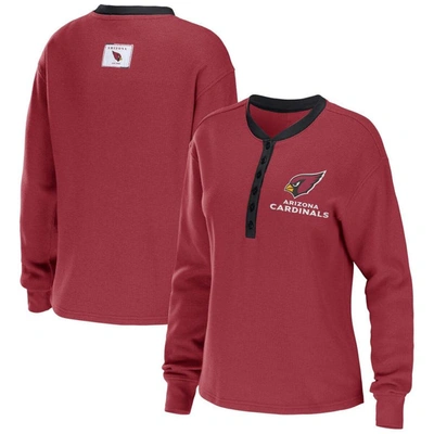 Wear By Erin Andrews Cardinal Arizona Cardinals Waffle Henley Long Sleeve T-shirt