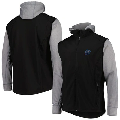 Dunbrooke Black/heather Gray Miami Marlins Alpha Full-zip Jacket