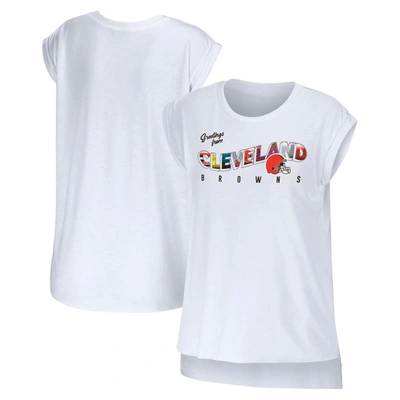 Wear By Erin Andrews White Cleveland Browns Greetings From Muscle T-shirt