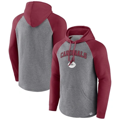 Fanatics Branded Heathered Gray/cardinal Arizona Cardinals By Design Raglan Pullover Hoodie In Heathered Gray,cardinal