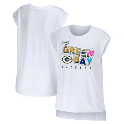 Wear By Erin Andrews White Green Bay Packers Greetings From Muscle T-shirt