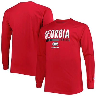 Profile Men's Red Georgia Bulldogs Big And Tall Two-hit Raglan Long Sleeve T-shirt