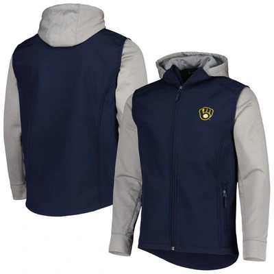 Dunbrooke Men's  Navy, Heather Gray Milwaukee Brewers Alpha Full-zip Jacket In Navy,heather Gray