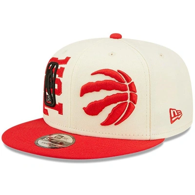 New Era Men's  Cream And Red Toronto Raptors 2022 Nba Draft 9fifty Snapback Adjustable Hat In Cream,red