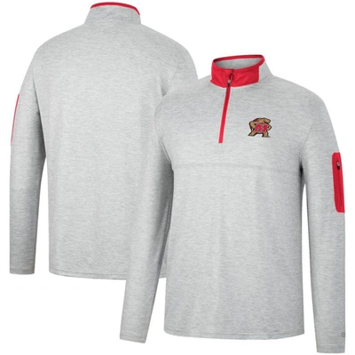 Colosseum Men's  Heathered Gray, Red Maryland Terrapins Country Club Windshirt Quarter-zip Jacket In Heathered Gray,red