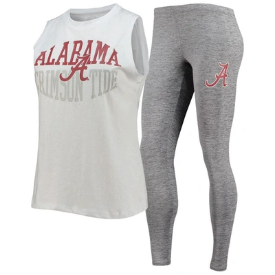 Concepts Sport Women's  Charcoal And White Alabama Crimson Tide Tank Top And Leggings Sleep Set In Charcoal,white