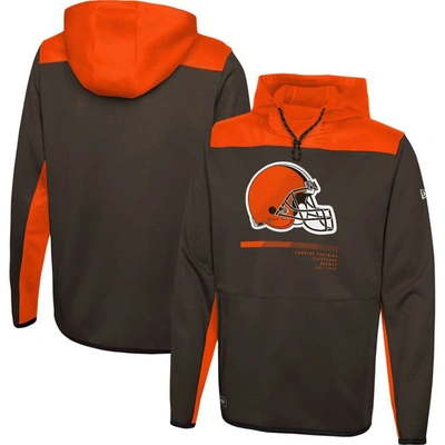 New Era Brown Cleveland Browns Combine Authentic Hard Hitter Pullover Hoodie