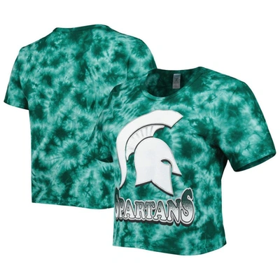 Zoozatz Green Michigan State Spartans Cloud-dye Cropped T-shirt