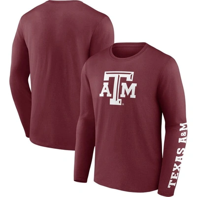 Fanatics Men's  Branded Maroon Texas A&m Aggies Double Time 2-hit Long Sleeve T-shirt