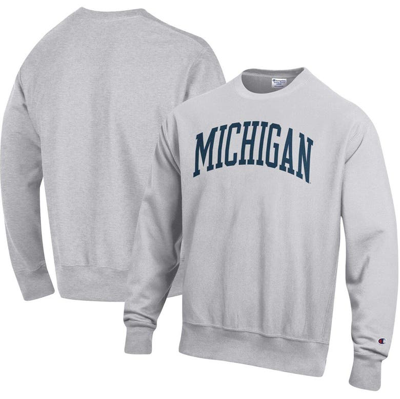 Champion Heathered Gray Michigan Wolverines Arch Reverse Weave Pullover Sweatshirt