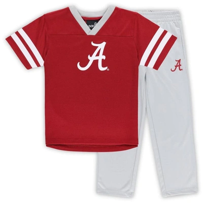 Outerstuff Babies' Toddler Boys And Girls Crimson, Gray Alabama Crimson Tide Red Zone Jersey And Pants Set In Crimson,gray
