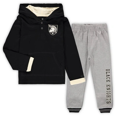 Colosseum Kids' Toddler  Black/heathered Gray Army Black Knights Poppies Hoodie And Sweatpants Set