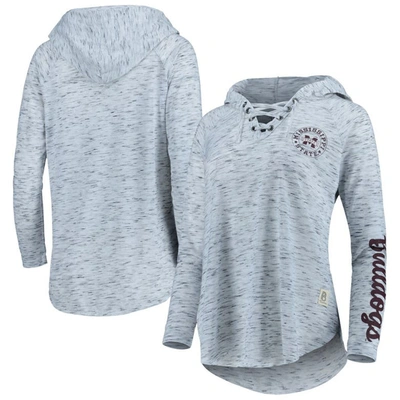 Pressbox Gray Mississippi State Bulldogs Space Dye Lace-up V-neck Raglan Long Sleeve T-shirt