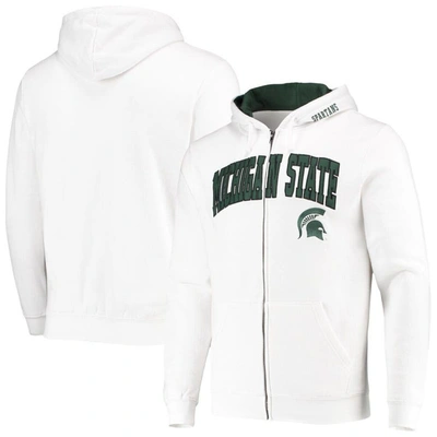 Colosseum Men's Michigan State Spartans Arch & Logo 3.0 Full-zip Hoodie In White