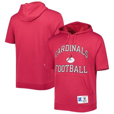 Mitchell & Ness Men's  Cardinal Arizona Cardinals Washed Short Sleeve Pullover Hoodie