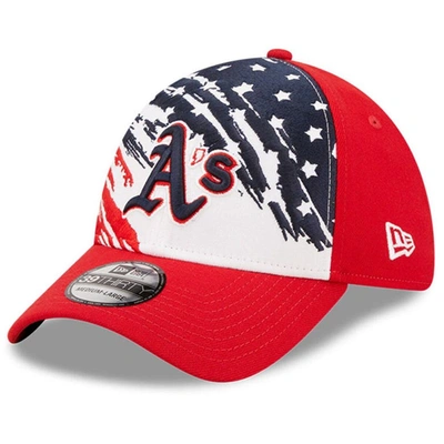 New Era Red Oakland Athletics 2022 4th Of July 39thirty Flex Hat