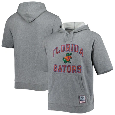 Mitchell & Ness Men's  Heathered Gray Florida Gators Wordmark Short Sleeve Pullover Hoodie