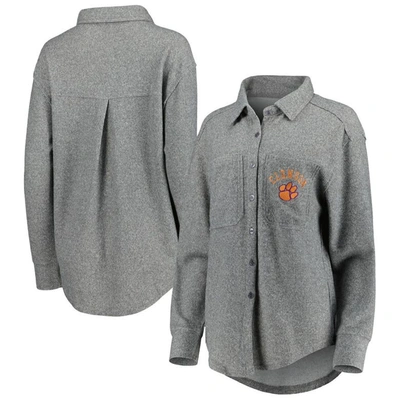 Gameday Couture Gray Clemson Tigers Switch It Up Tri-blend Button-up Shacket