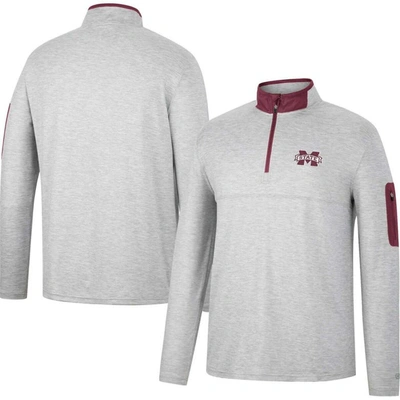 Colosseum Heathered Gray/maroon Mississippi State Bulldogs Country Club Windshirt Quarter-zip Jacket In Heathered Gray,maroon