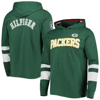 Tommy Hilfiger Men's  Green, White Green Bay Packers Alex Long Sleeve Hoodie T-shirt In Green,white