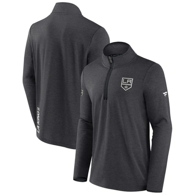 Fanatics Branded Heather Charcoal Los Angeles Kings Authentic Pro Rink Quarter-zip Jacket