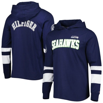 Tommy Hilfiger College Navy/white Seattle Seahawks Alex Long Sleeve Hoodie T-shirt