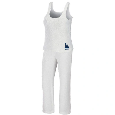 Wear By Erin Andrews Women's  Cream Los Angeles Dodgers Cozy Lounge Tank Top And Pants Set