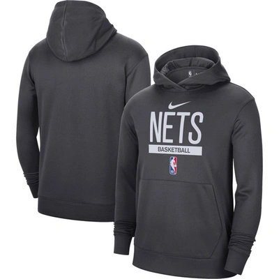 Nike Men's  Anthracite Brooklyn Nets 2022/23 Spotlight On-court Practice Performance Pullover Hoodie