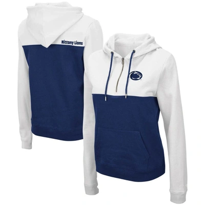 Colosseum White/navy Penn State Nittany Lions Aidan Lightweight Half-zip Hoodie