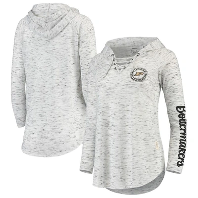 Pressbox Gray Purdue Boilermakers Space Dye Lace-up V-neck Long Sleeve T-shirt