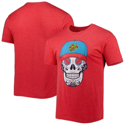 108 Stitches Heathered Red Vejigantes De Scranton/wilkes-barre Copa De La Diversion Sugar Skull Tri-blend T-shirt
