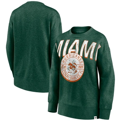 Fanatics Branded Heathered Green Miami Hurricanes Jump Distribution Pullover Sweatshirt