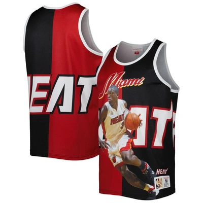 Mitchell & Ness Men's  Dwyane Wade Black And Red Miami Heat Sublimated Player Tank Top In Black,red
