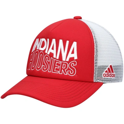 Adidas Originals Men's Adidas Crimson, White Indiana Hoosiers Wave Foam Trucker Snapback Hat In Crimson,white