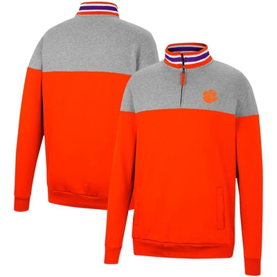 Colosseum Men's  Heathered Gray, Orange Oklahoma State Cowboys Be The Ball Quarter-zip Top In Heathered Gray,orange