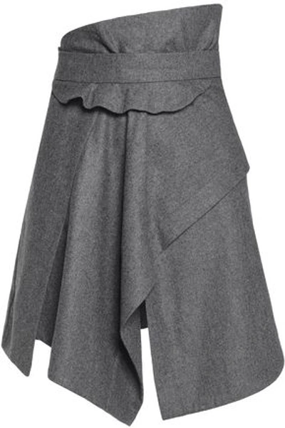 Carven Woman Asymmetric Wool Mini Skirt Gray