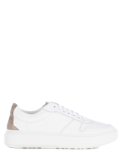 Herno Leather Trainers With Insert In White