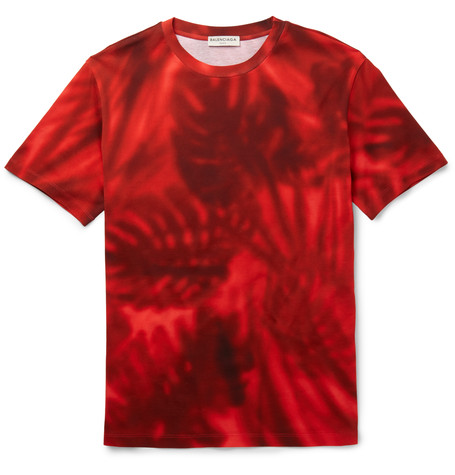 Balenciaga Slim-fit Printed Cotton-jersey T-shirt In Red | ModeSens