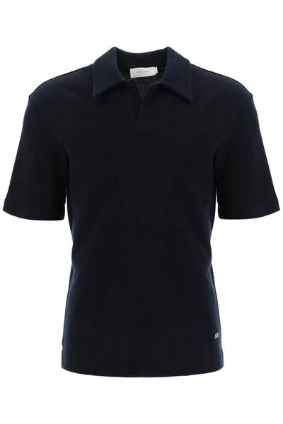 Agnona Cotton And Cashmere Polo Shirt In Blue