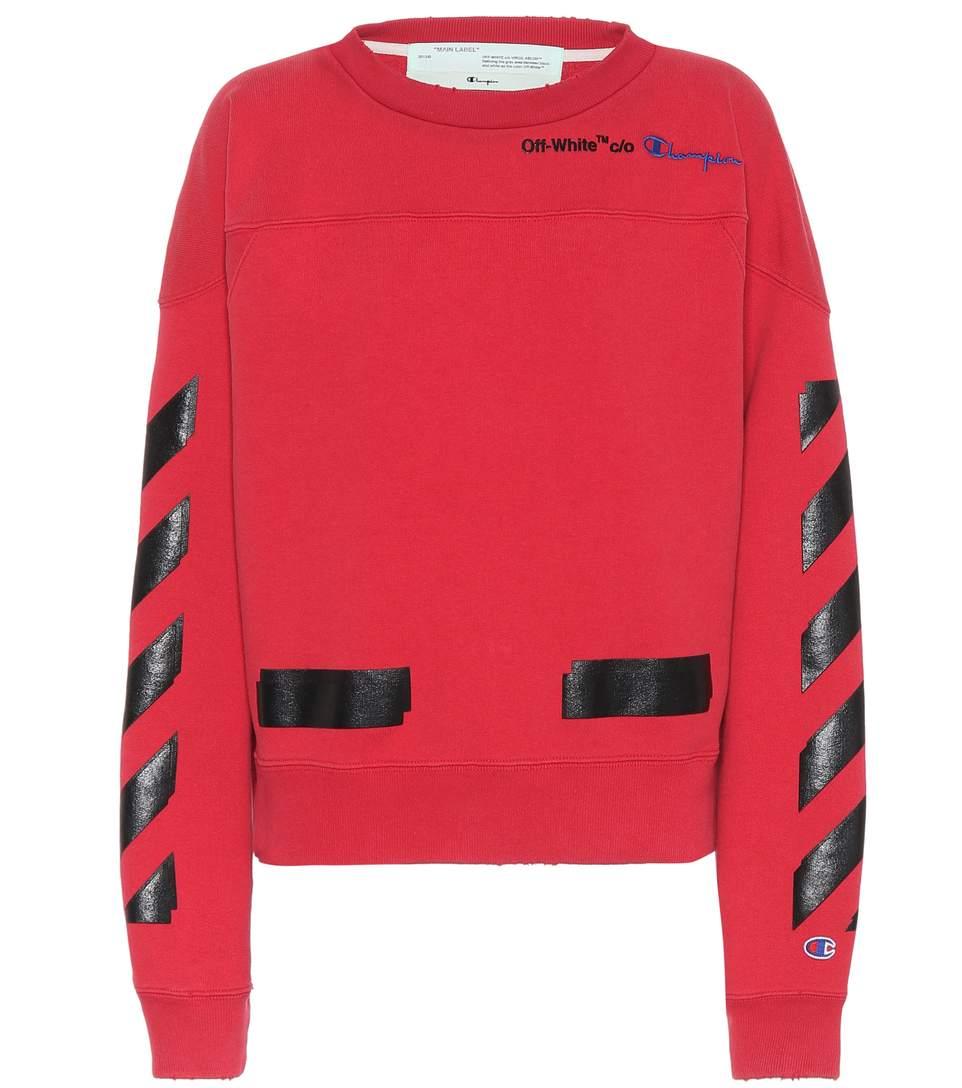 off white champion hoodie red