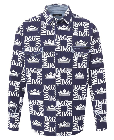 Dolce & Gabbana Cotton Logo Shirt In Blue
