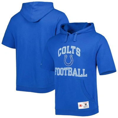 Mitchell & Ness Royal Indianapolis Colts Washed Short Sleeve Pullover Hoodie