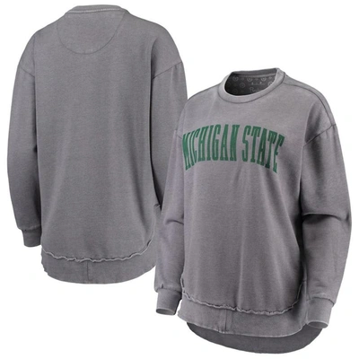 Pressbox Heathered Gray Michigan State Spartans Vintage Wash Pullover Sweatshirt