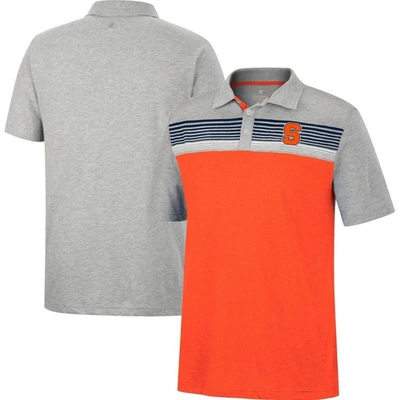 Colosseum Men's  Orange, Heathered Gray Syracuse Orange Caddie Polo Shirt In Orange,heathered Gray