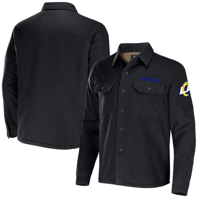 Nfl X Darius Rucker Collection By Fanatics Black Los Angeles Rams Canvas Button-up Shirt Jacket