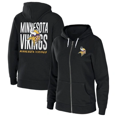 Wear By Erin Andrews Black Minnesota Vikings Sponge Fleece Full-zip Hoodie