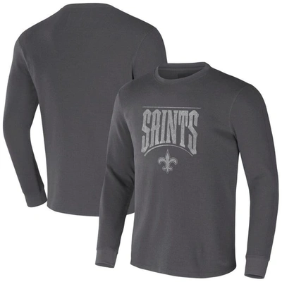 Nfl X Darius Rucker Collection By Fanatics Charcoal New Orleans Saints Long Sleeve Thermal T-shirt