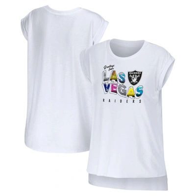 Wear By Erin Andrews White Las Vegas Raiders Greetings From Muscle T-shirt