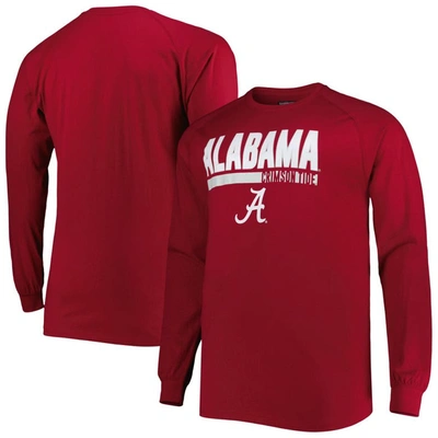 Profile Men's Crimson Alabama Crimson Tide Big And Tall Two-hit Long Sleeve T-shirt